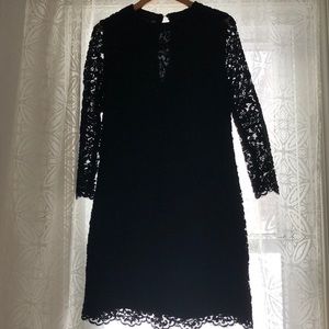 Handmade vintage black embroidered lace dress